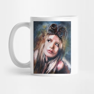 Aviator - retro girl portrait Mug